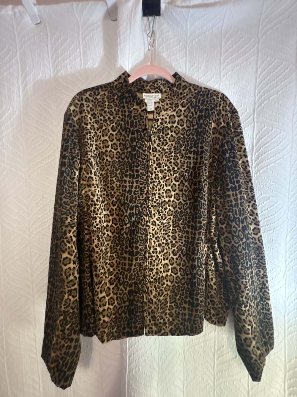 Coldwater Creek Women's Full Zip Leopard Print Velvet Jacket Size XL